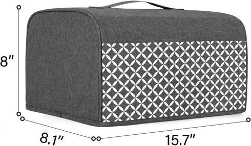 Yarwo 4 Slice Toaster Cover with Pockets and Top Handle, Nylon Toaster Cover Fits for Most 4 Slice Long Slot Toasters, Gray with Grid...