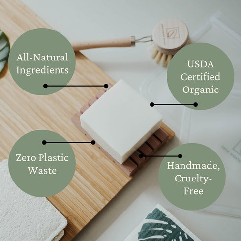 Solid Dish Soap Bar | Bergamot + Lime | Natural, Zero Waste Soap | Plastic-Free Dish Soap Block | USDA Certified Organic Ingredients | Vegan-Frien...