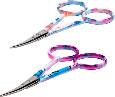 SINGER 4 Inch Forged Embroidery Scissors with Curved Tip for Sewing, Cross-Stitching, Crafts, & More (White Floral & Pastel Print, 2-Pack)...