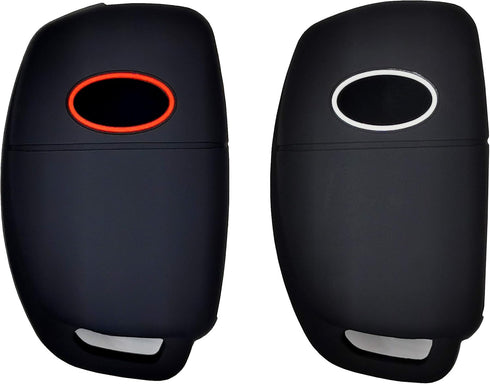 Silicone Rubber Key Fob Cover Compatible with 2013-2019 Hyundai Santa Fe Sport Sonata Tucson OSLOKA-875T (Suitable for Buttons with Eject/flip/fol...