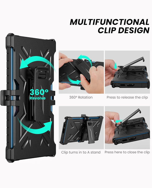 FNTCASE for Samsung Galaxy S22 Ultra Case: Built-in Screen Protector & Kickstand & Belt-Clip Holster, Extra Front Frame Full-Body Dual Layer Rugge...