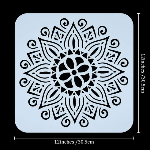 12 x 12 Inch Mandala Painting Stencil Reusable Laser Cut Painting Template Floor Wall Tile Fabric Furniture Stencils Painting Stencils Party Favor...