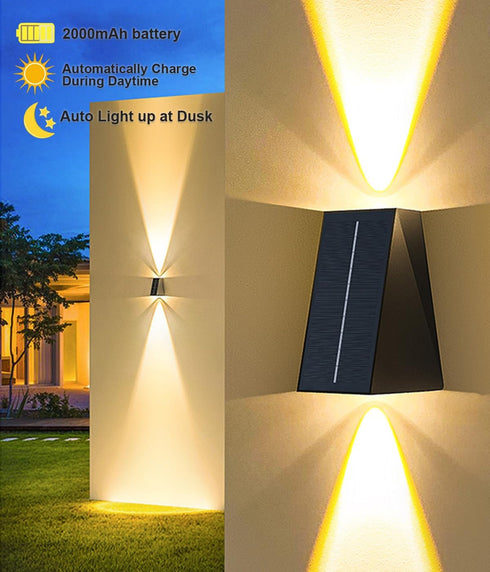 Solar Lights Decorative Up Down Outdoor Wall Sconce Light Flood Lights Dusk to Dawn Outdoor Lighting Fixture Bright Deck Lights Outdoor Waterproof...