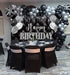 Black Silver Happy Birthday Banner Backdrop 7x5FT Black and Silver Party Decorations Silver Glitter Birthday Background for Women Men Birthday Par...