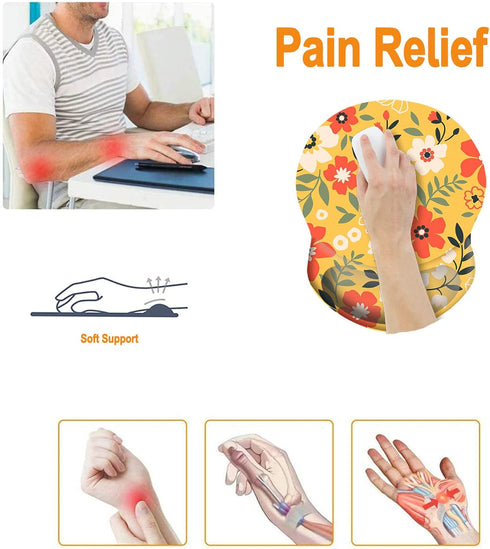 Wrist Support Mouse Pad Non Slip Rubber Base Wrist Rest Mousepad 8.75in X7.5in Small Desktop Notebook Mouse Mat for Home Office Computer Laptop (F...