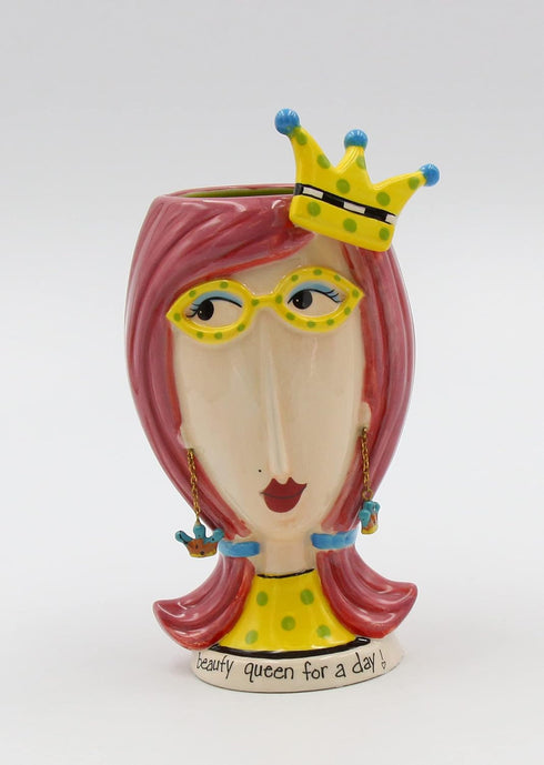 Appletree Design ATD Beauty Queen Vase, 6-1/2-Inch Tall, Pink, Cartoon, Ceramic, Oblong, Home Office, Distinctive Design...