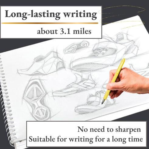 SUN-STAR Stylish Metal Pencil Metacil Retractable Click Pencils for Artist Drawing, Sketching, Non-Sharpening, Pencil Lead Color: Black H, Yellow...