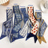 Retro small silk scarf girl heart spring and summer narrow ribbon headband headband bag decoration long scarf headdress (blue hair band 5pcs)...