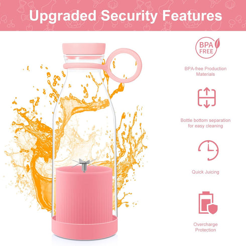 1pc 420ml Personal Size Blender, Portable Blender, Battery Operated USB Blender, Smoothies & Shakes (pink)...