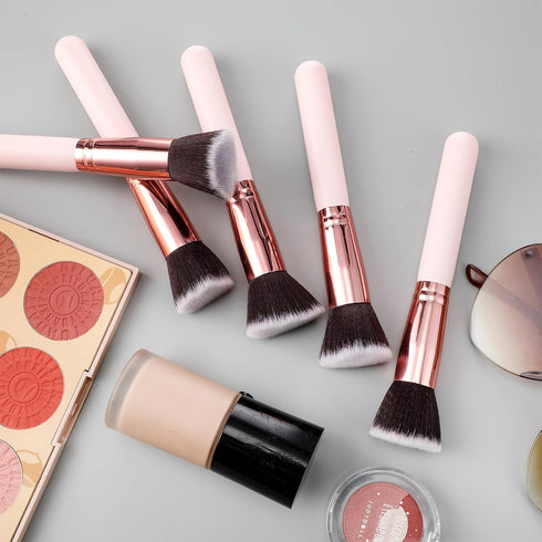 10 Pcs Flat Top Foundation Brush Bachelorette Party Favors Foundation Brush Dense Makeup Artist Brush for Liquid, Cream, Flawless Face Blush Brush...