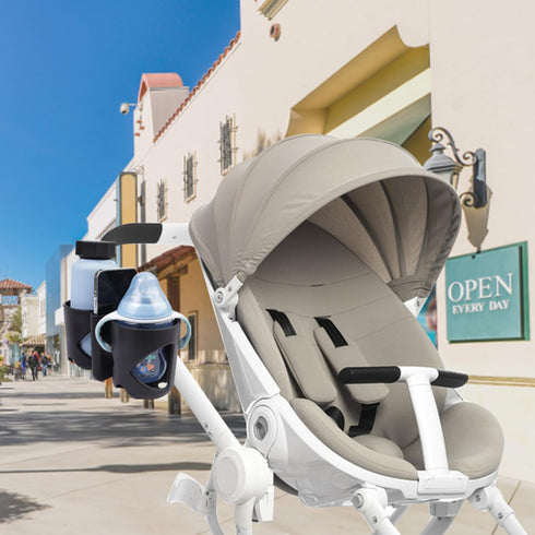 Stroller Cup Holder with Phone Holder, 3-in-1 Bottle Holder, 360 Degrees Rotation Drink Holder for Wheelchair, Stroller, Bike, Walker, Scooter, Bi...