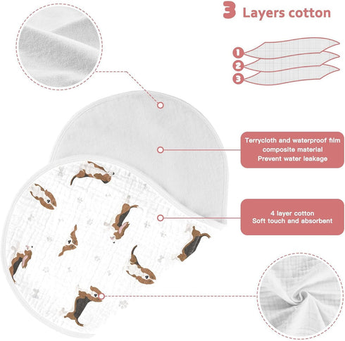 Basset Hound Dog Pattern Muslin Burp Cloths for Baby 1 Pack Soft 100% Cotton Baby Washcloths Bibs for Boy Girl...