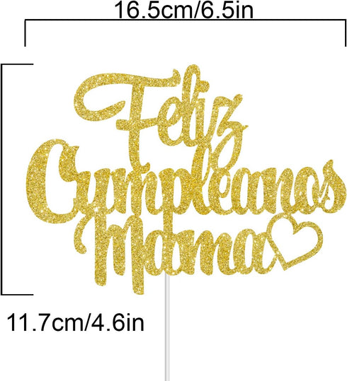 Feliz Cumpleanos Mama Cake Topper,Happy Mother's Day, Mom Birthday Party Supplies Decoration...