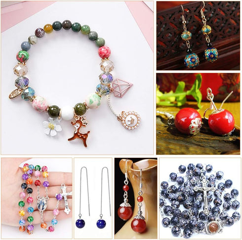 100pcs 6MM Acrylic Beads for Jewelry Making, GACUYI Smooth Beads Bulk Loose Glass Beads in Patterns for Adults Earring Bracelet Necklace Making an...