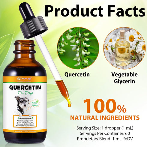 Quercetin for Dogs, Dogs Quercetin Supplement, Quercetin with Vitamin C for Dogs, Quercetin for Dogs Allergies, Support Balanced Immune System Ant...