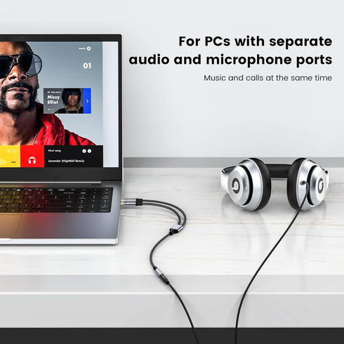 MOSWAG Headphone Splitter for Computer 3.5mm Female to 2 Dual 3.5mm Male Headset Mic Splitter, Mic Audio Y Splitter Cable,Stereo Jack Smartphone E...