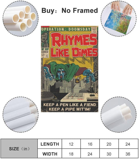 MF DOOM Rhymes Like Dimes Canvas Poster Bedroom Decoration Landscape Office Valentine's Birthday Gift Unframe-style-412x18inch(30x45cm)...