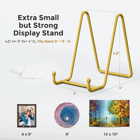 TR-LIFE Plate Stands for Display - 4.5 Inch Plate Holder Display Stand + Metal Frame Holder Stand for Picture, Decorative Plate, Photo Easel, Tabl...