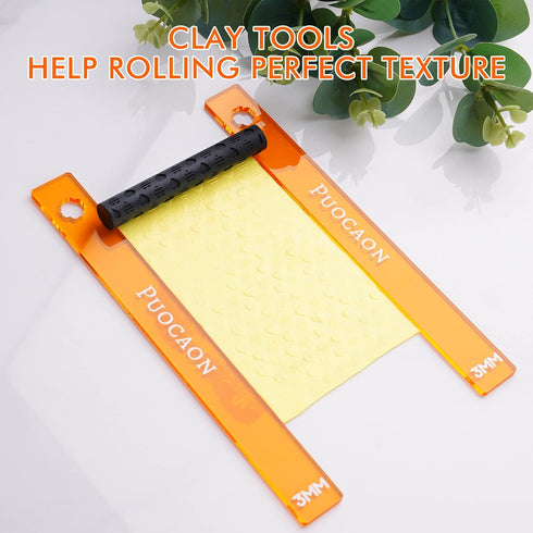 Puocaon Clay Depth Guides - Polymer Clay Thickness Guide Set for Clay Jewelry Making, 8 Pcs Clay Rolling Tools for Polymer Earrings, Roller Depth ...