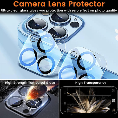 3+3 Pack Privacy Screen Protector for iPhone 14 Pro Max 6.7-Inch with 3 Pack Camera Lens Protector, Anti Spy Tempered Glass Film 9H Hardness Bubbl...