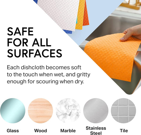 Swedish Wholesale Swedish DishCloths for Kitchen- 10 Pack Reusable Paper Towels Washable - Eco Friendly Cellulose Sponge Microfiber Dish Cloths - ...