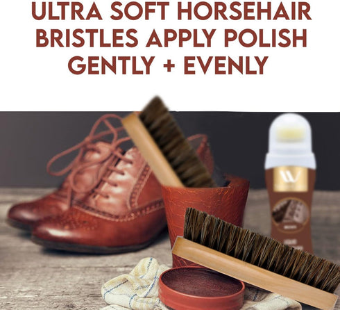 Care Shoe Brush, Protects Leather from Scuffs and Scratches, Best for All Kind of Leather Surfaces, Shoe Cleaner, Horsehair Boot Brush, Pack of 2 ...