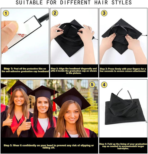 Graduation Cap Headband Secures Your Graduation Cap Grad Cap Band with Adhesive Strip Secures Graduation Cap...