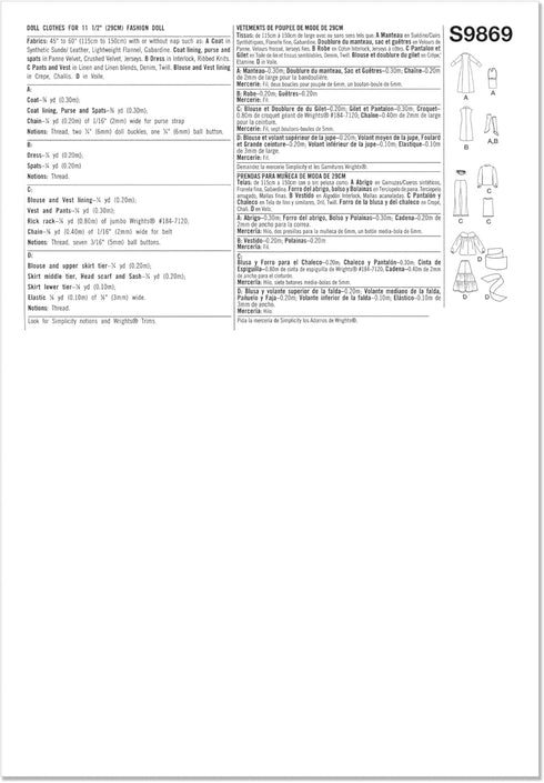 Simplicity UNDEFINED Doll Clothes Sewing Pattern, Multicolor 2 Piece...