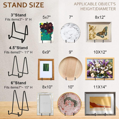 Plate Stands for Display - Iron Easel Stand Plate Holder Display Stand Picture Frame Stand for Pictures | Photo|Decorative Plate |Dish | Tabletop ...