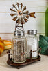 Ebros 6.5"Tall Rustic Country Farm Agricultural Windmill Outpost Salt And Pepper Shakers Holder Display Stand Set Western Kitchen Dining Home Deco...