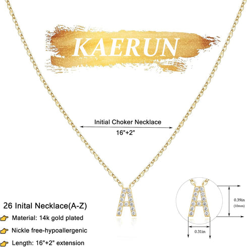 KAERUN Initial Necklaces for Women Dainty Gold Letter Necklace Simple CZ Initial Choker Necklace Tiny Letter Pendant Monogram Name Necklaces Trend...