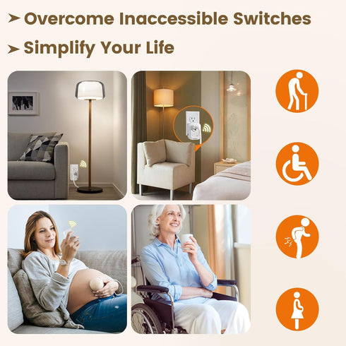 SURAIELEC Remote Control Outlet, 100FT Long Range Wireless Light Switch, No Interference, Indoor Plug for Lamps, Fans, Christmas Trees, Small Appl...