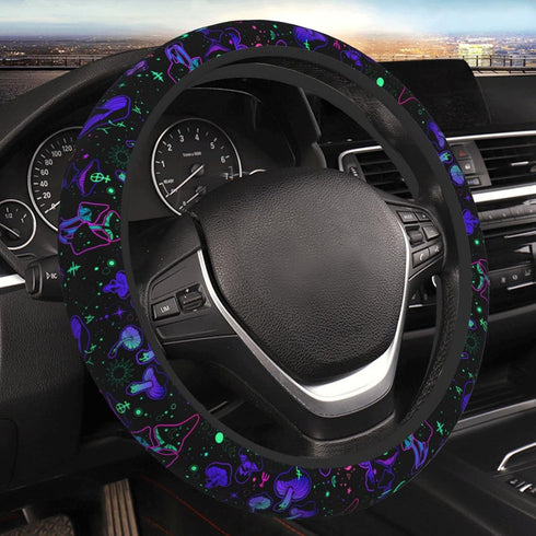 Purple Mushroom Steering Wheel Cover Non-Slip Auto Steering Wheel Protector Car Accessories Universal Fit 15 Inches for Men Women...