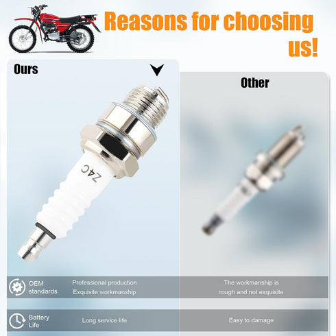 5pcs Spark Plug Z4C for 49cc 50cc 66cc 70cc 80cc 2-Stroke Engine Motorized Bicycle Moped Scooter Yamaha JOG50 90 ZX50 DIO50 Suzuki AG100 QJ50 DX10...