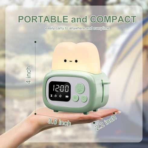 QANYI Small Timer Clock Toaster Lamp, Cute Night Light with Time Management Tool and Table Clock Alarm Digital Timer for Kids, ABS+PC Kids Lamp Bi...