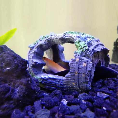 2 PCS Broken Barrel Aquarium Fish Tank Decorations?Aquarium Caves Hideout House Theme Ornaments for Fish Cave Hide?Shipwreck Hideouts Fish Tank Ac...