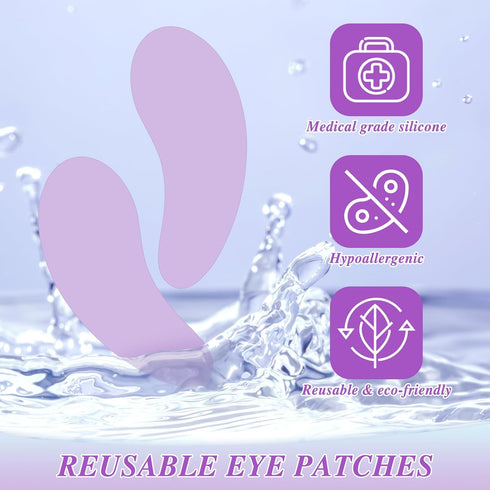 5 Pairs Reusable Eye Patches Silicone Reusable Under Eye Patches,Under Eye Patches for Skin Care Effect to Reduce Wrinkles & Fine Lines(Blue/Purpl...