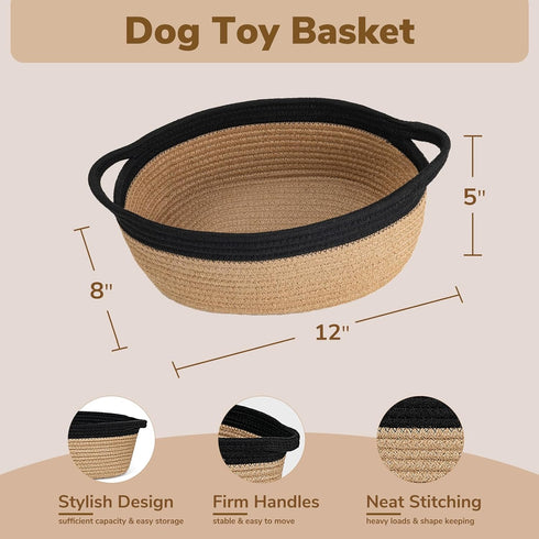 Goodpick Small Woven Basket, Decorative Basket for Home Decor, Small Woven Baskets with Handles for Gifts, Dog Toy Bin, Storage Baskets for Bathro...