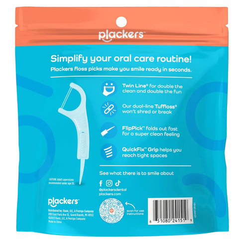 Plackers Twin-Line Dental Flossers, Cool Mint Flavor, Dual Action Flossing System, Easy Storage, Super Tuffloss, 2X The Clean, 300 Count (Pack of ...