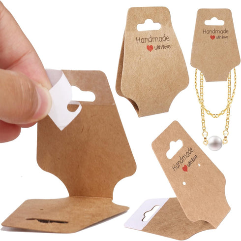 200PCS Bracelet Display Cards Sturdy Necklace Holder Cards Self Adhesive Jewelry Packaging Selling Card for Small Business of Keychain Earring Hai...