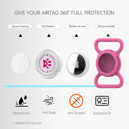 Airtag Dog Collar Holder, Durable & Lightweight Airtag Case, Slide-on Waterproof Protective Air Tag Holder for Dog Collar - for Dogs and Cats (Ros...