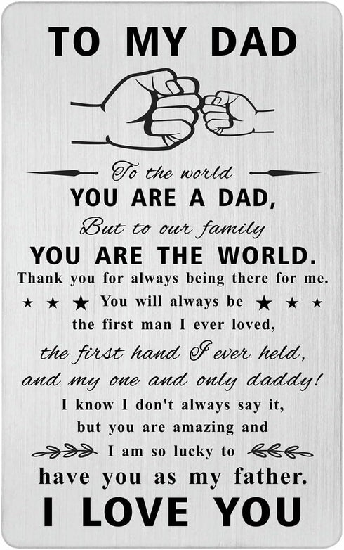 Father's Day Gifts To My Dad - Engraved Wallet Inserts Card for Dad - Father from Daughter Gift Ideas (to Our Family You're The World)...