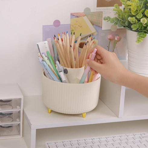 SKYDUE 360 Degree Rotating Desk Organizer, Dual-Purpose Pencil Pen Holder for Desk, Rotating Desk Pen Organizer with 5 Slots, Art Supply, Pencil C...