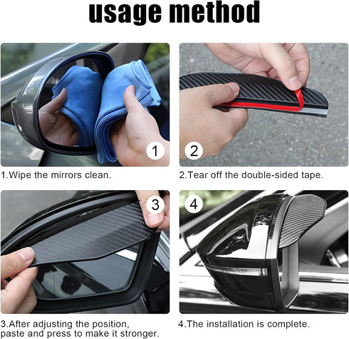 2 Pcs Car Rear View Side Mirror Rain Eyebrow, Car Exterior Trim Accessories, Carbon Fiber Rear View Mirror Visor Guard Car Side Mirror Rain Eyebro...