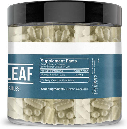 Earthborn Elements Moringa 200 Capsules, Pure & Undiluted, No Additives...
