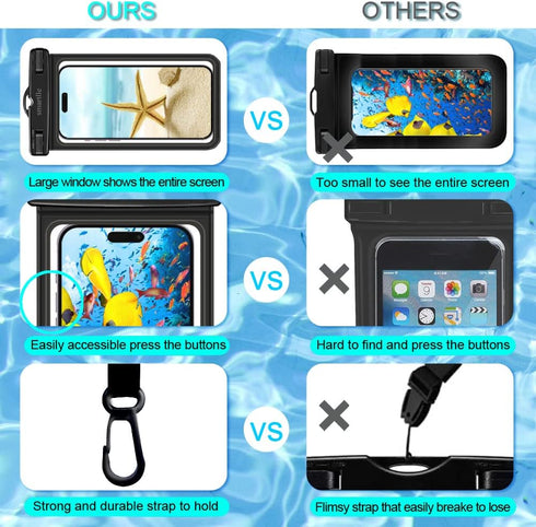 Waterproof Phone Pouch Case - 2 Pack, Cell Phone Dry Bag for iPhone 14 13 12 11 Pro Max XS Plus XR, Galaxy S23 S22 S21, IPX8 Waterproof Phone Hold...