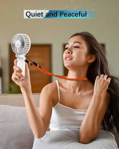 2 Pack Portable Handheld Fan, Mini Hand Held Fan, 6-15H Cooling Small Personal Fan, 180° Foldable Mini Desk Fan with 4 Quiet Speed, Neck Fan w/Lan...