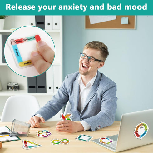 48 Pcs Breath Calm Anxiety Sensory Stickers Reusable Textured Tactile Rough Calming Stickers Adhesive Sensory Strips for School Office Classroom D...