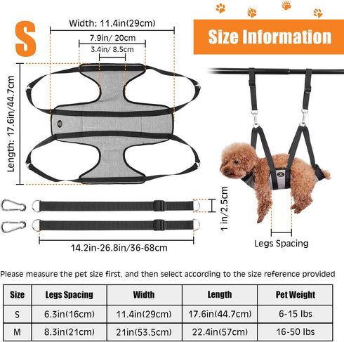 Ownpets Pet Grooming Hammock, Dog Grooming Hammock with Carabiners, Breathable Pet Grooming Harness Sling for Grooming, Hair Nail Trimming Cutting...