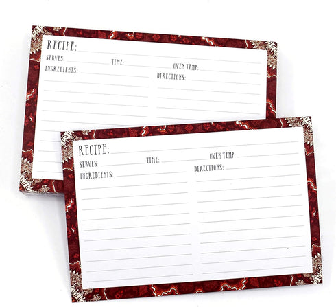 Ring Binder Depot, Recipe Cards Lined with Maroon and White Design 4 inch X 6 inch on Premium Thick Card Stock Great Gift for Amateurs or Experien...